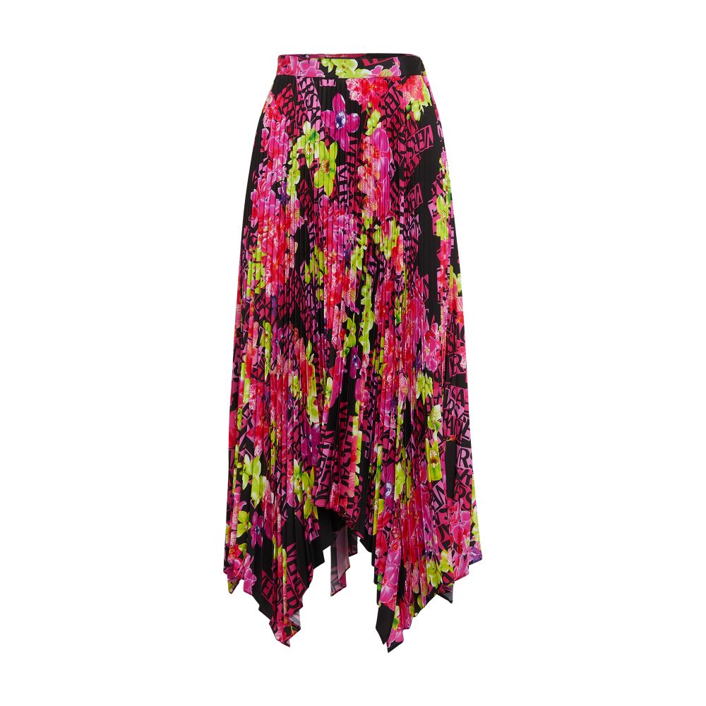 Versace Printed asymmetric pleated skirt