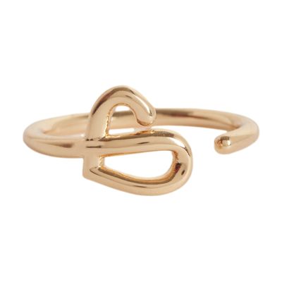  Golden brass cp heart band ring