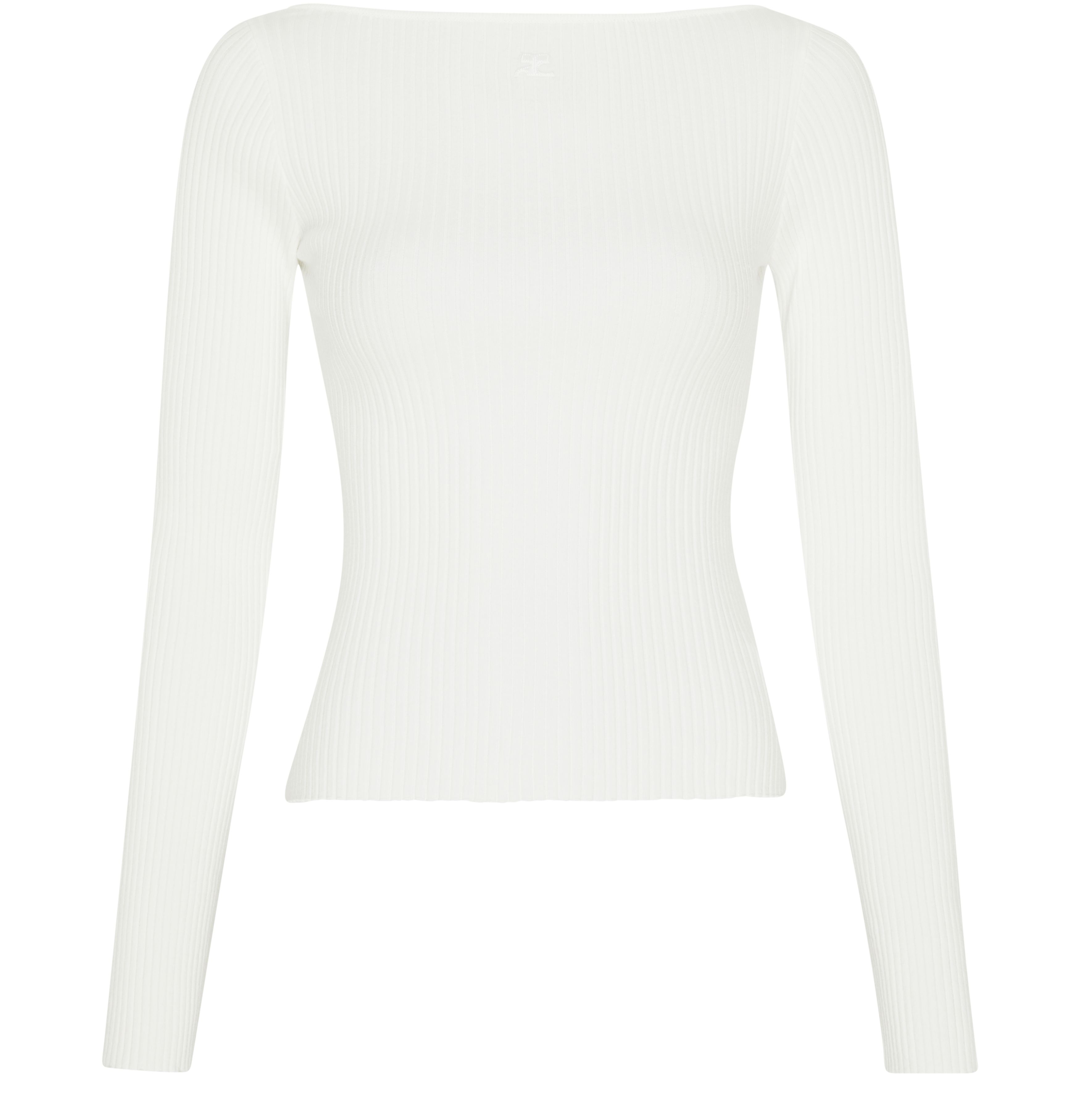 Courrèges Rib knit sweater with bare shoulders