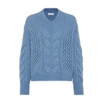 Brunello Cucinelli Cable & Net sweater with monili