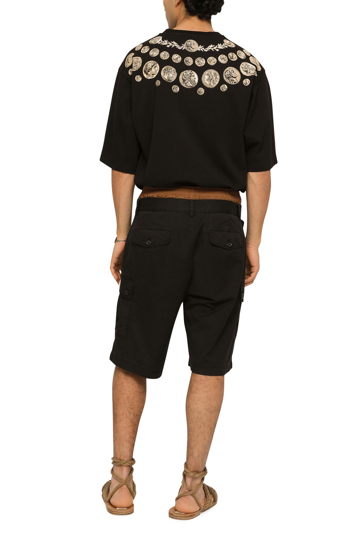 Dolce & Gabbana Cargo Cotton Stretch Bermuda Shorts with Logo Plaque