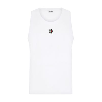 Dolce & Gabbana Two-way stretch cotton singlet with patch