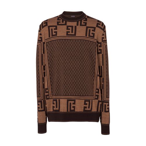 Balmain Mini Monogram Jacquard Scarf Jumper