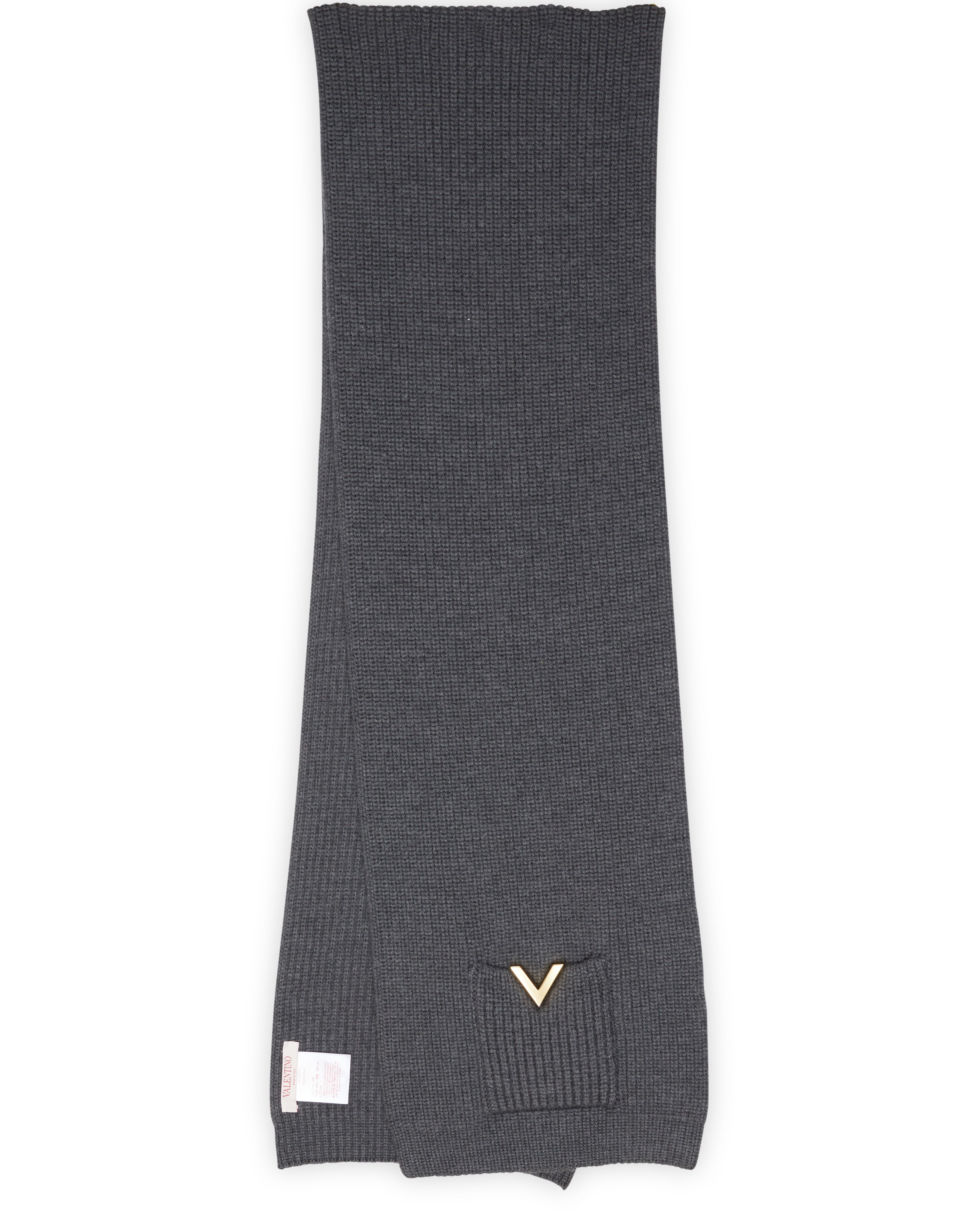 VALENTINO GARAVANI Knitted wool scarf with gold V