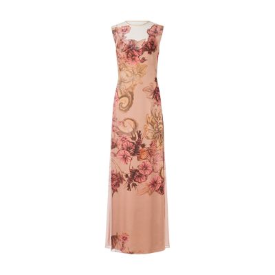 Alberta Ferretti Long dress in chiffon with tattoo print.