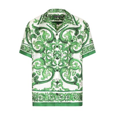 Dolce & Gabbana Silk twill Hawaiian shirt with majolica print