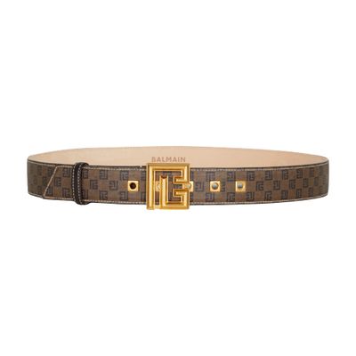 Balmain Mini Monogrammed Waxed Canvas Belt