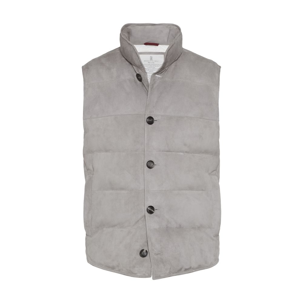 Brunello Cucinelli Suede sleeveless puffer jacket