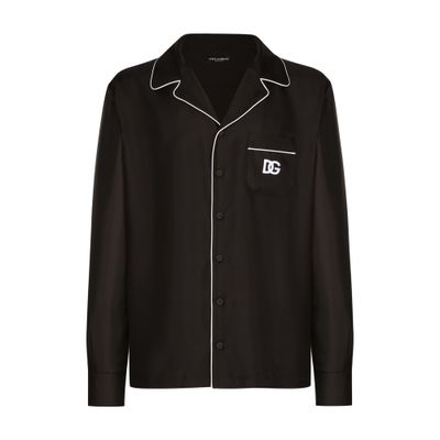 Dolce & Gabbana Silk shirt with logo-embroidered patch