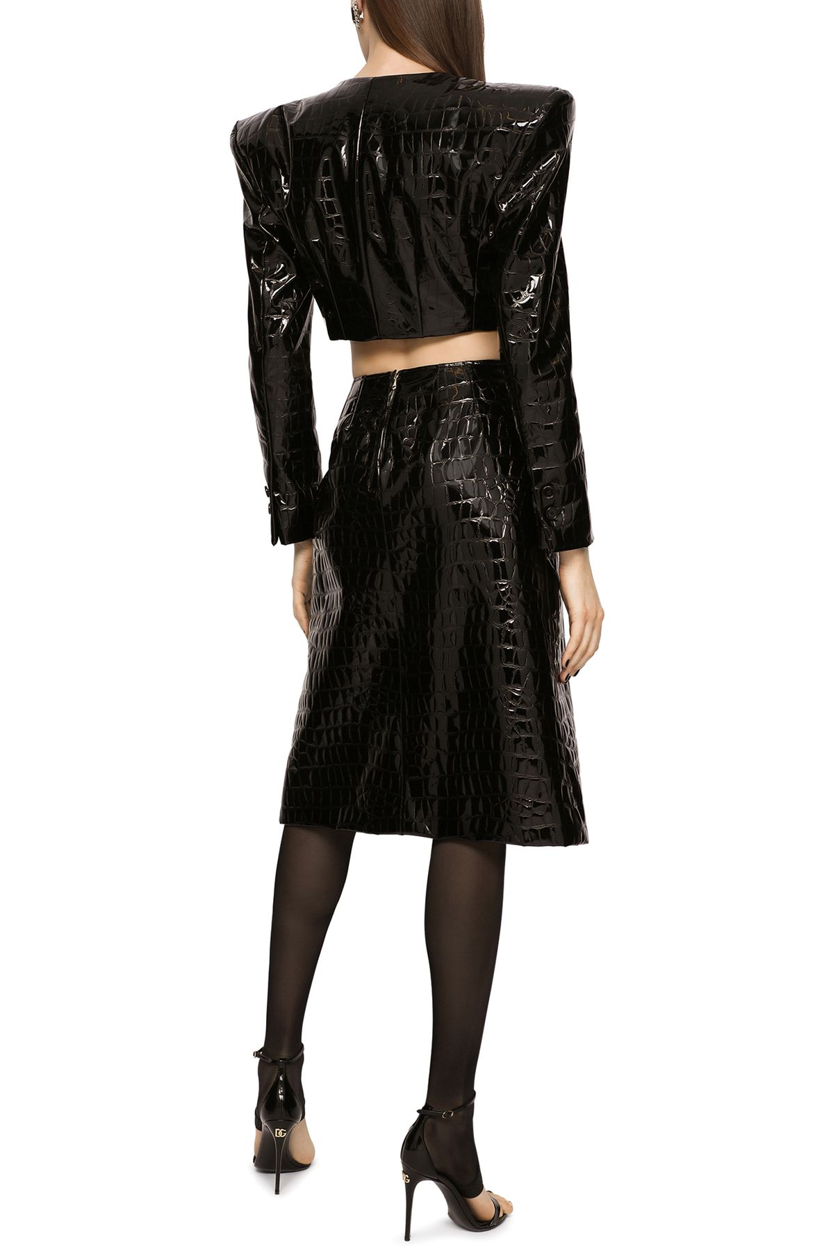 Dolce & Gabbana Cropped single-breasted jacket with alligator print