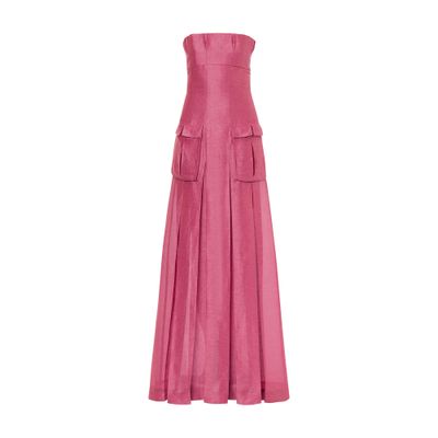 Alberta Ferretti Long dress in linen silk with pockets