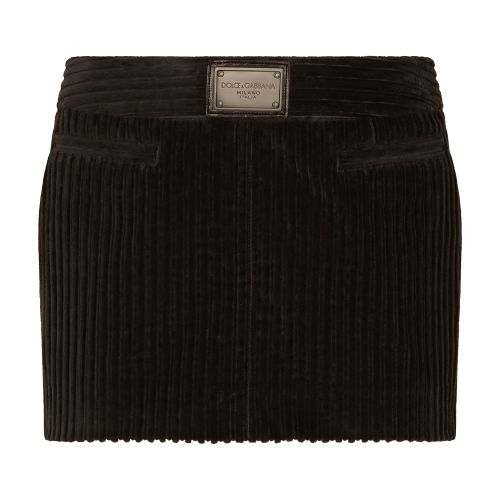 Dolce & Gabbana Corduroy miniskirt with logo tag