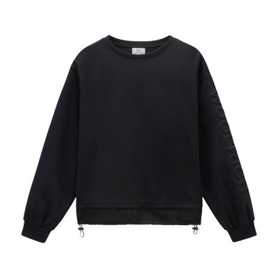 Woolrich Crewneck in Mixed Cotton with Nylon Details