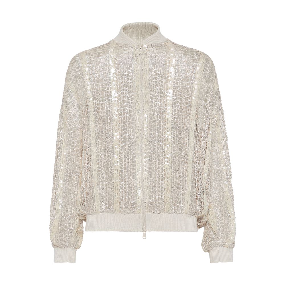 Brunello Cucinelli Dazzling Net Embroidery bomber