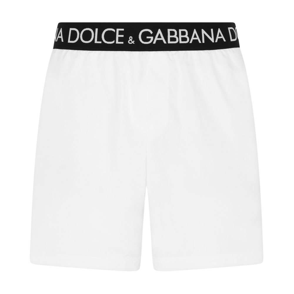 Dolce & Gabbana Mid-length swim trunks with branded stretch waistband