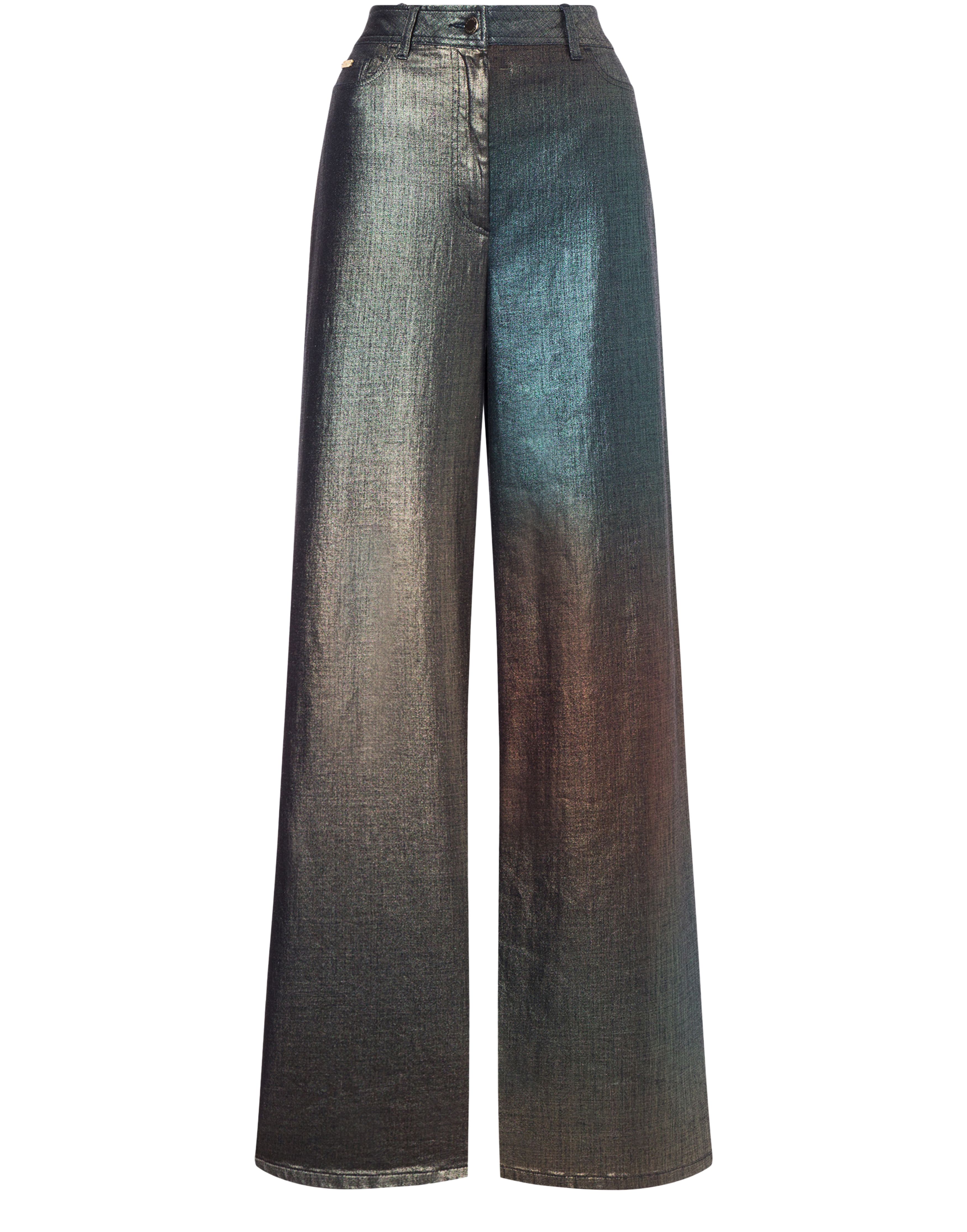 Alberta Ferretti Laminated and shaded denim wide-leg trousers