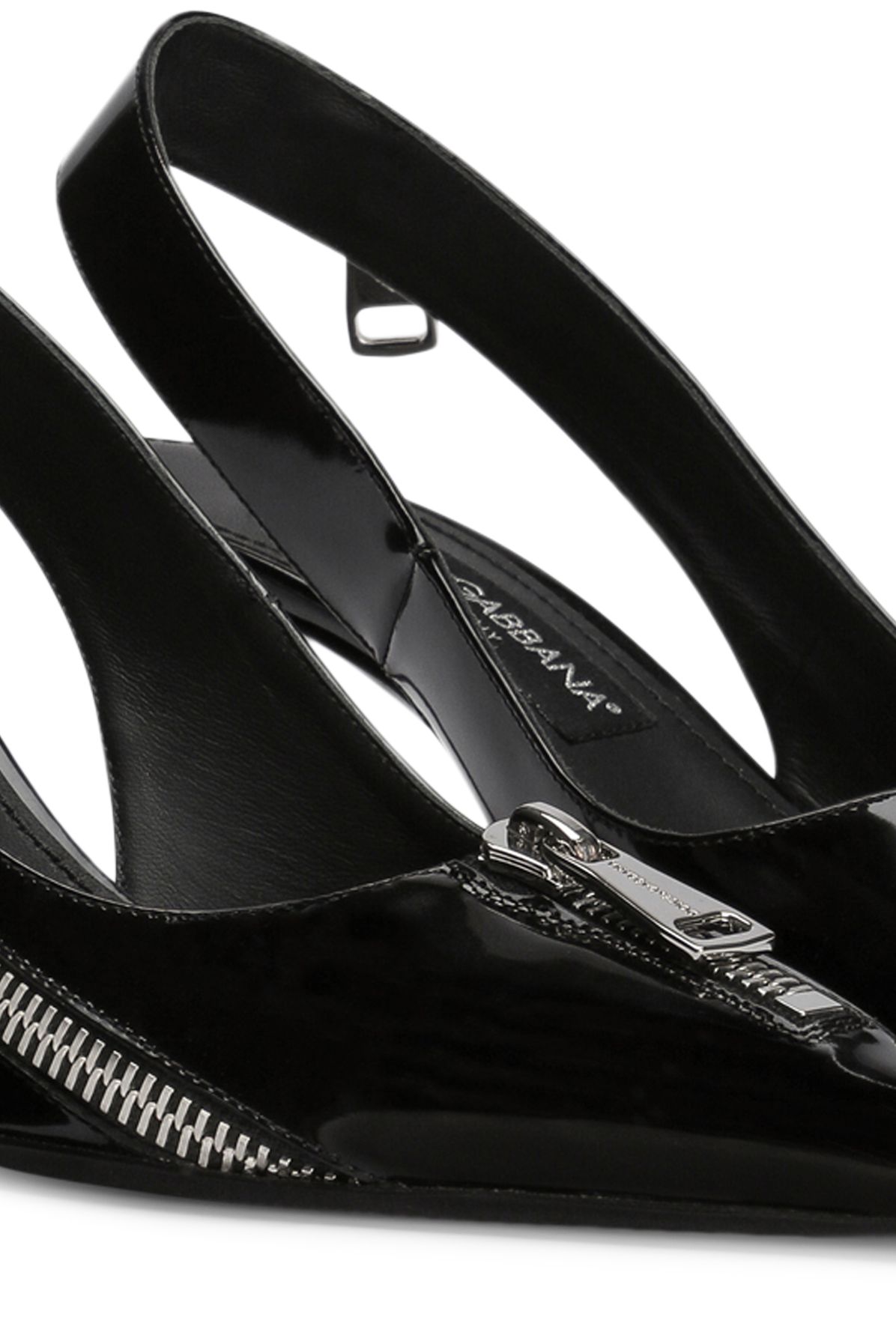 Dolce & Gabbana Polished calfskin slingbacks with zipper