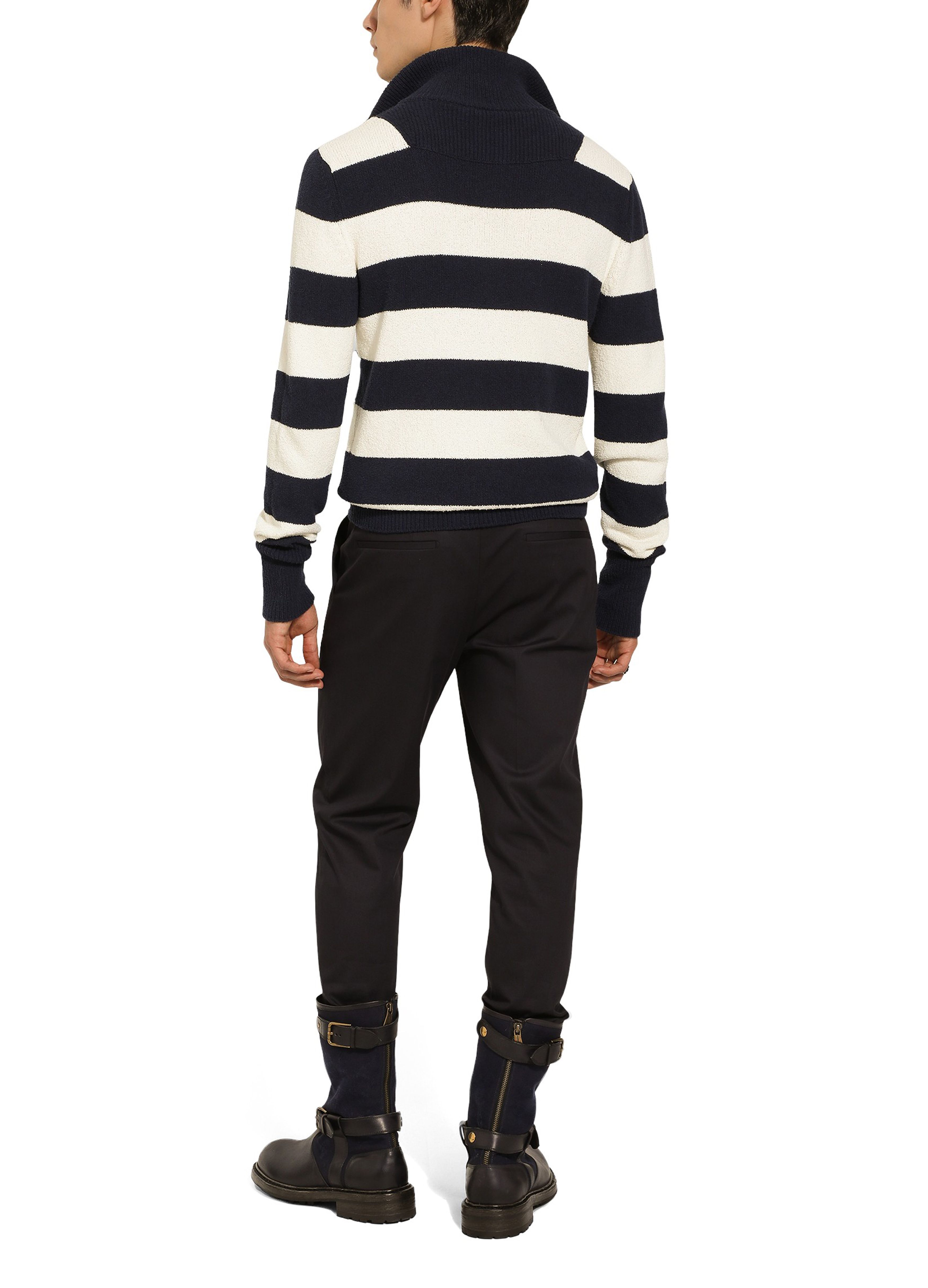 Dolce & Gabbana Striped cotton pullover with zipper