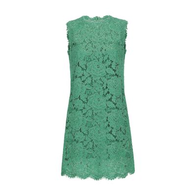 Dolce & Gabbana A-line dress in branded stretch lace