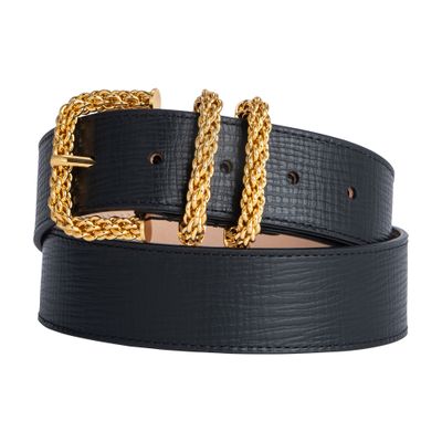 BY FAR Katina Circular Croco Embossed Leather Belt