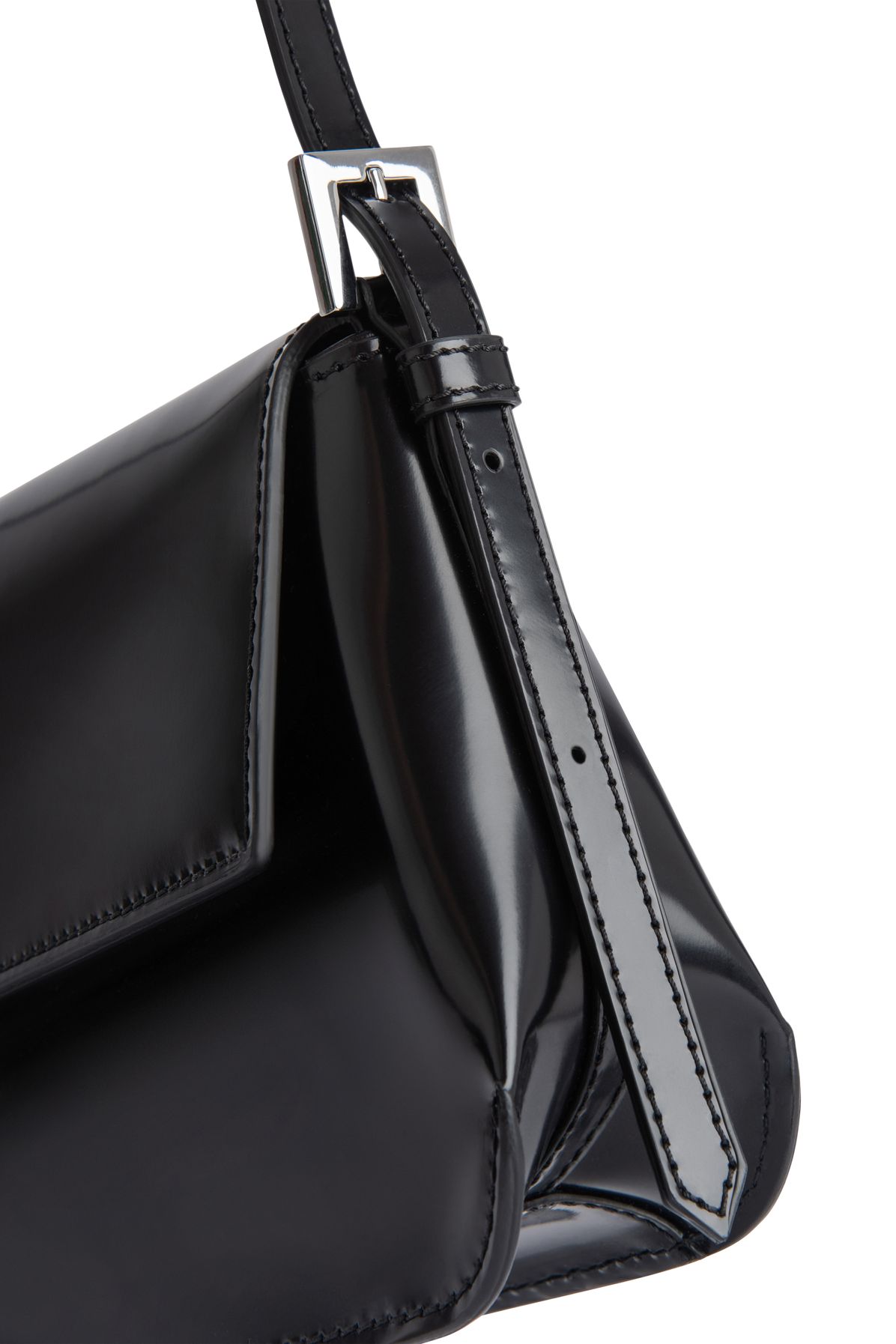 BY FAR Tilda Semi Patent Leather Shoulder Bag