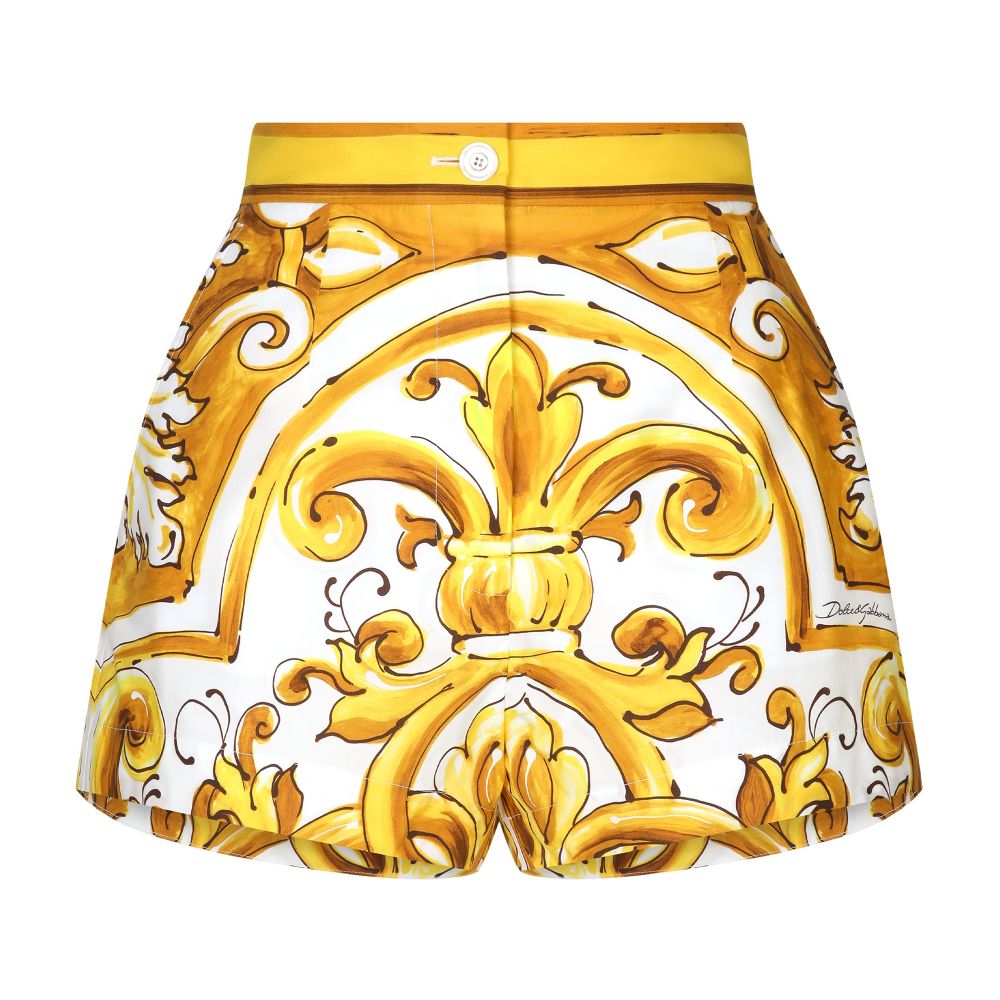 Dolce & Gabbana Majolica cotton poplin shorts