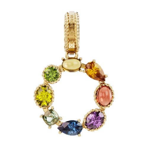 Dolce & Gabbana Rainbow alphabet O 18 kt yellow gold charm with multicolor fine gems