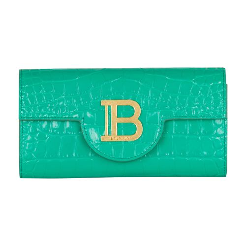 Balmain B-Buzz Wallet In Crocodile-Print Leather