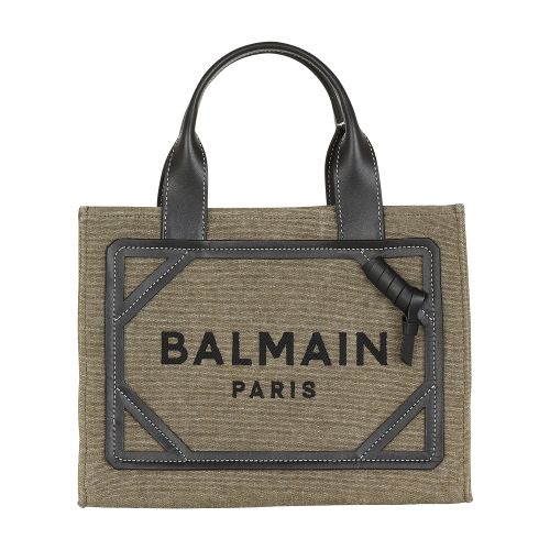 Balmain B-Army small canvas shopping bag with leather inserts