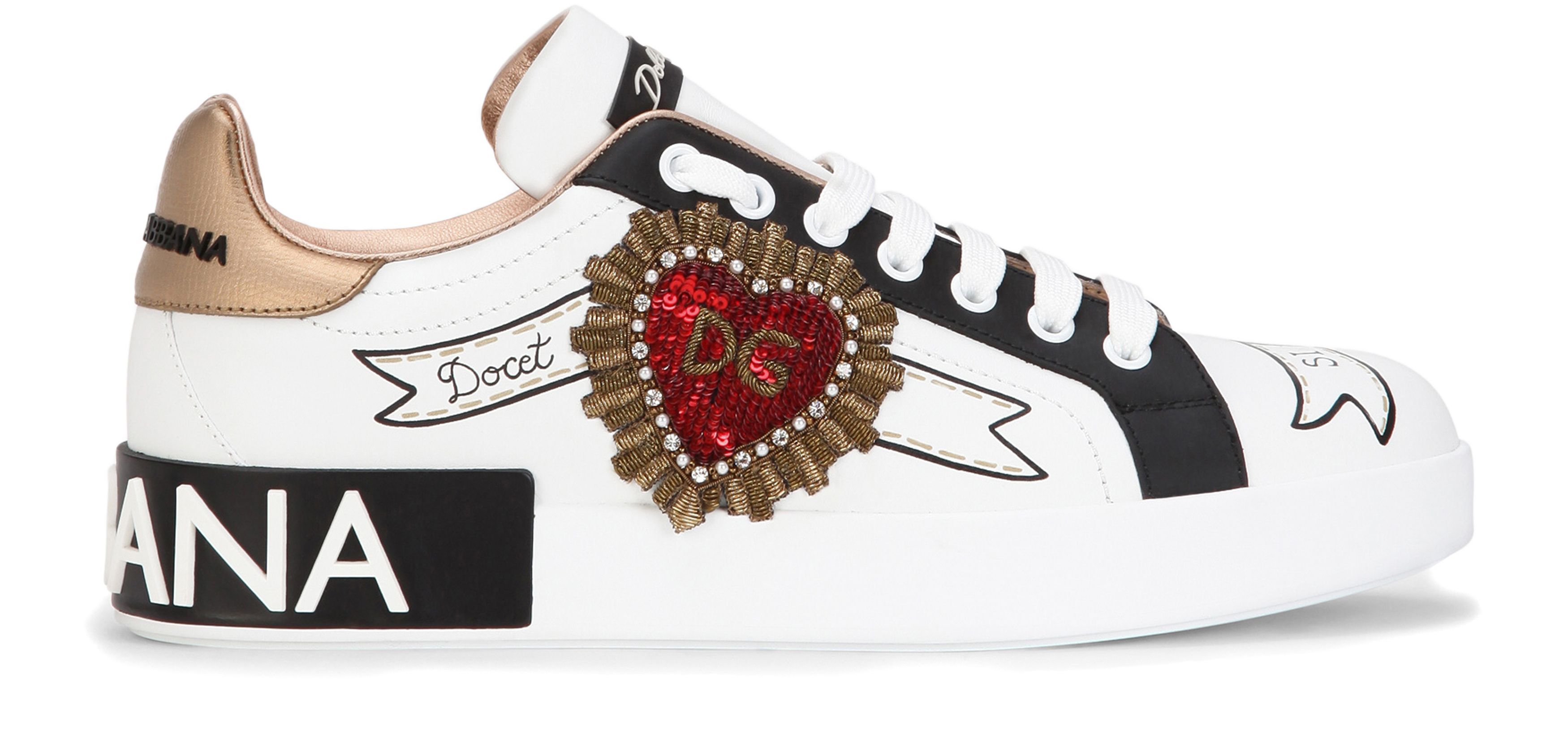 Dolce & Gabbana Calfskin Portofino sneakers with embroidery