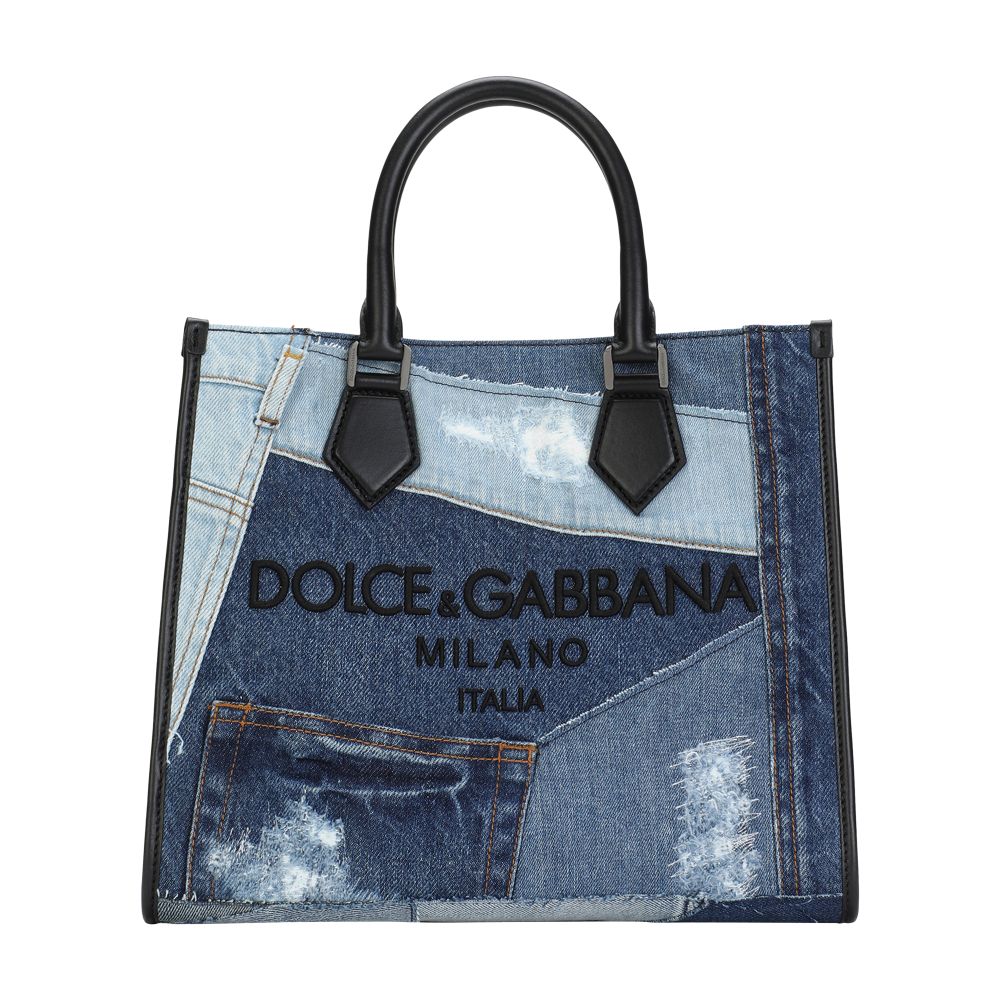 Dolce & Gabbana Denim patchwork Edge shopper with logo