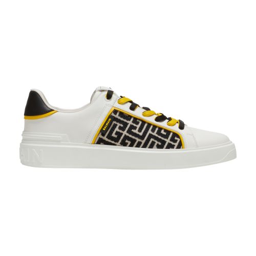 Balmain B-Court sneakers in leather and monogrammed jacquard