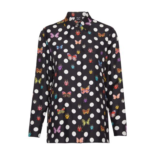 Versace Polka dot and butterfly print blouse