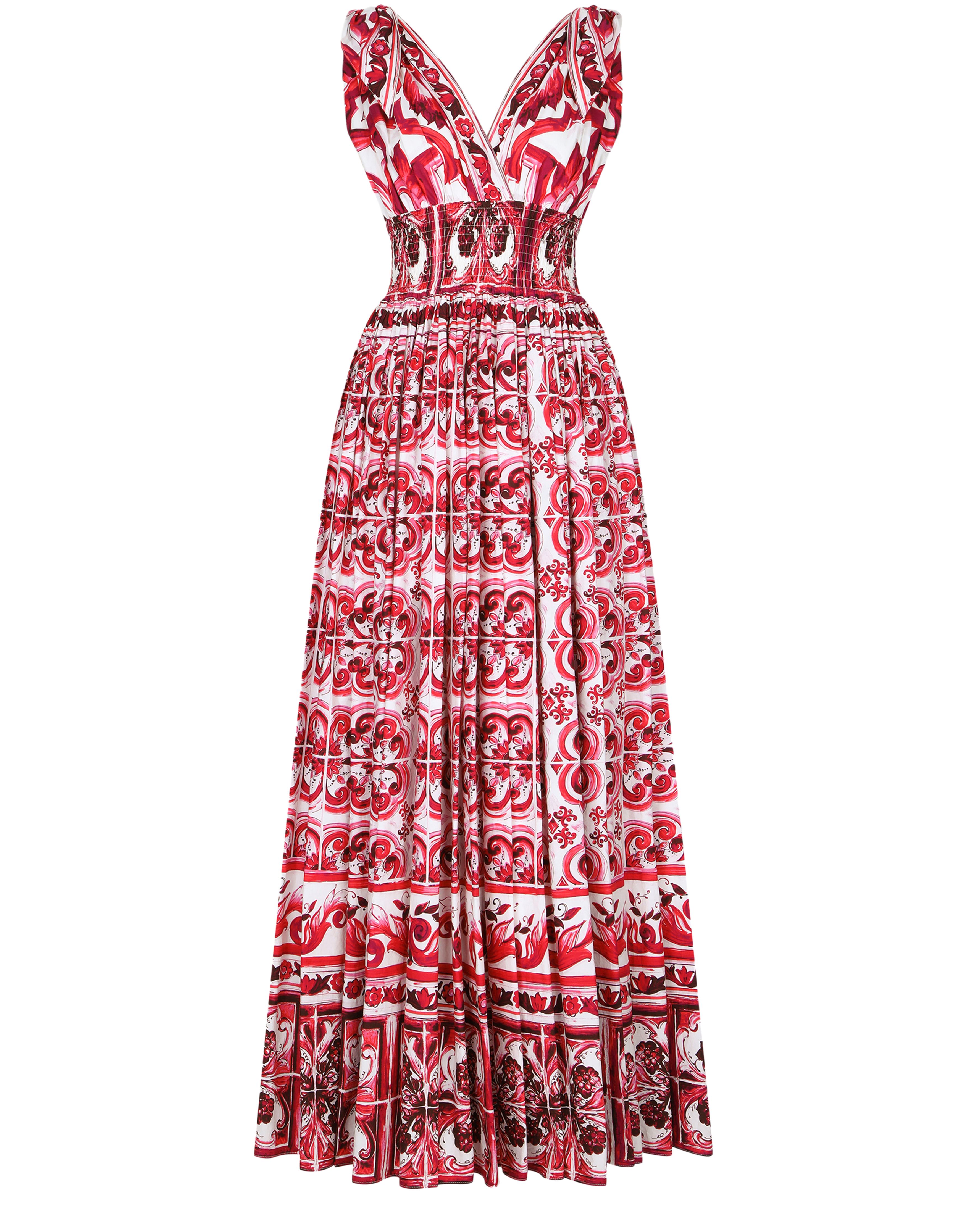 Dolce & Gabbana Long majolica-print poplin dress