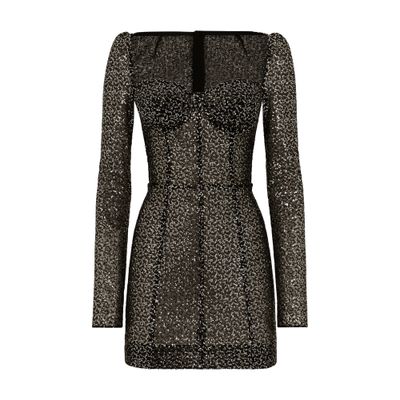 Dolce & Gabbana Long-sleeved sequined corset dress