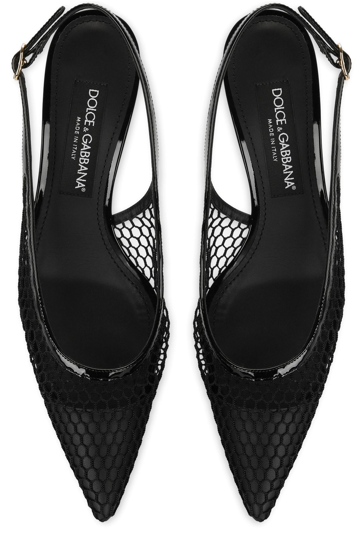 Dolce & Gabbana Patent leather and mesh slingbacks