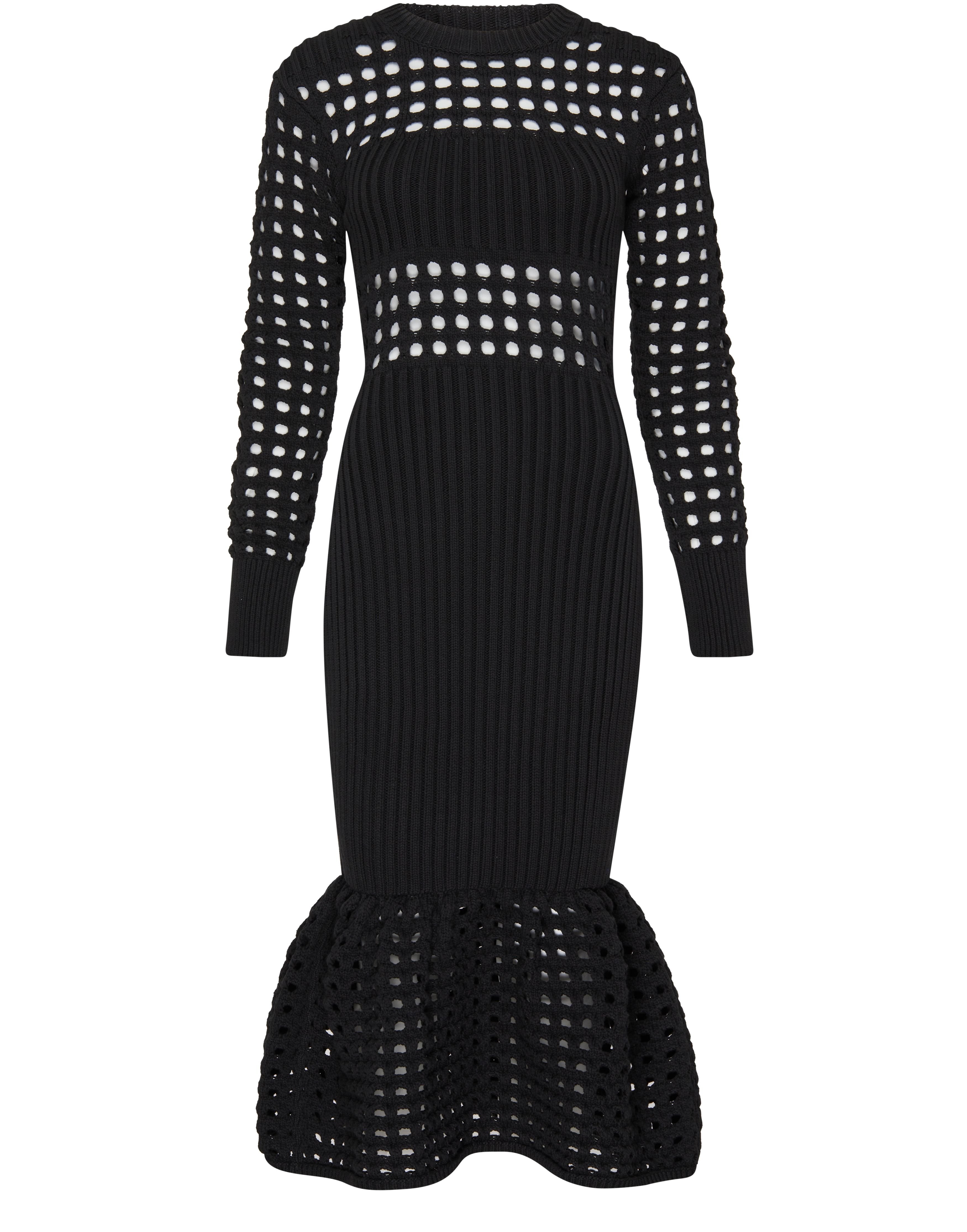 Alexander McQueen Knit and fishnet midi dress