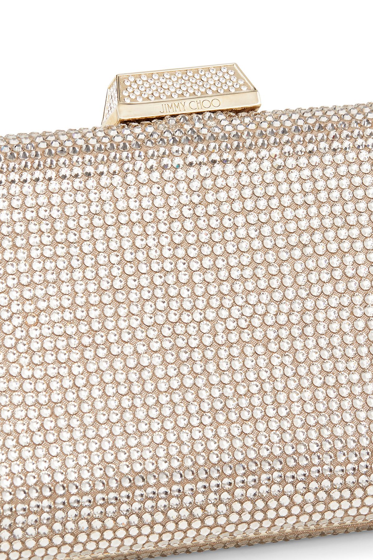 Jimmy Choo Clemmie Honey Gold Suede Clutch Bag with Crystals