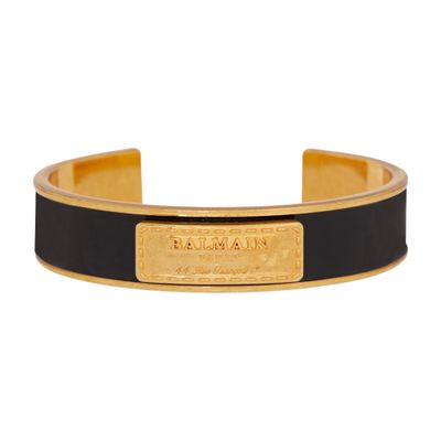 Balmain Brass and enamel signature tubular bracelet