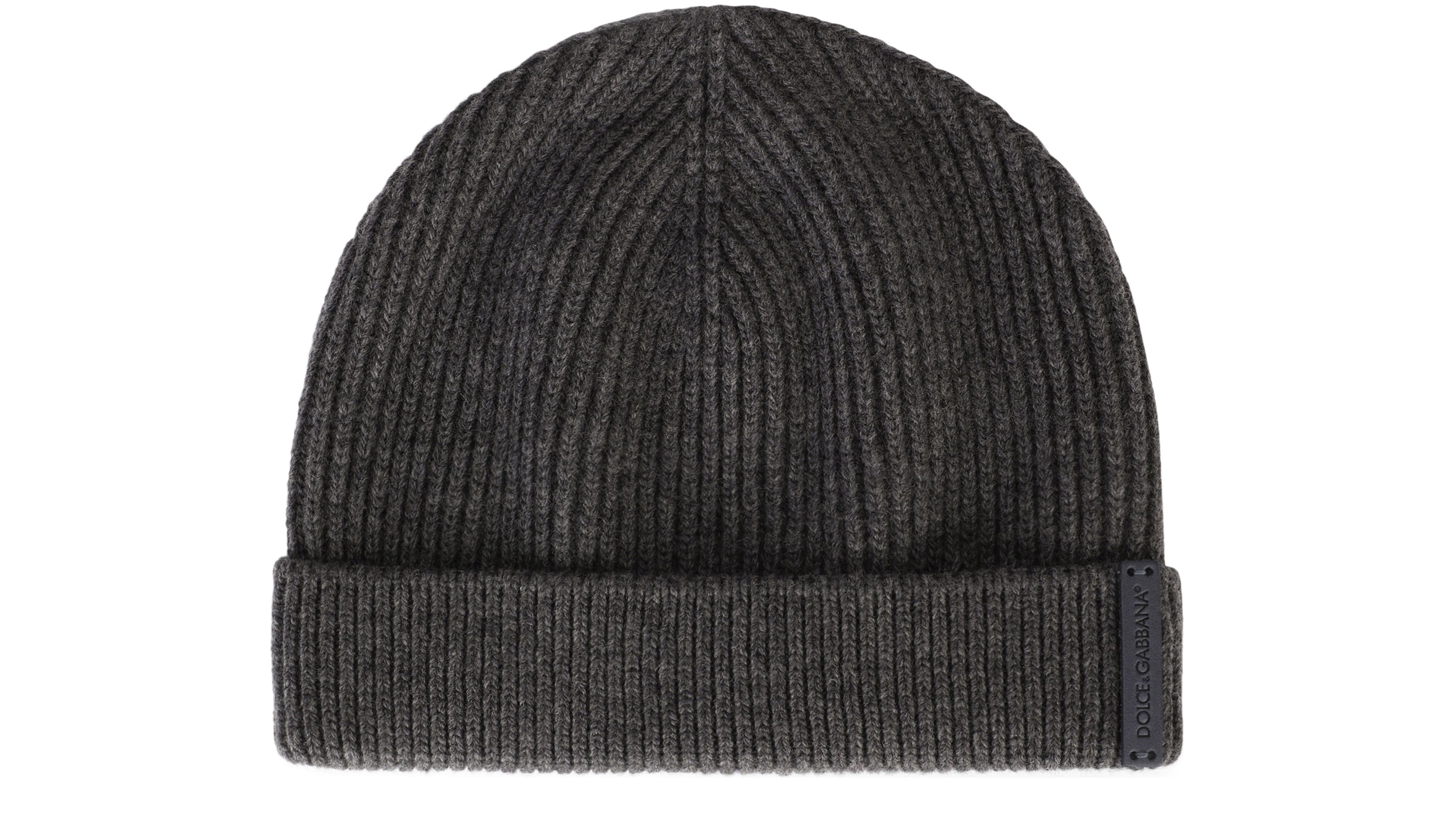 Dolce & Gabbana Knit wool hat with leather logo