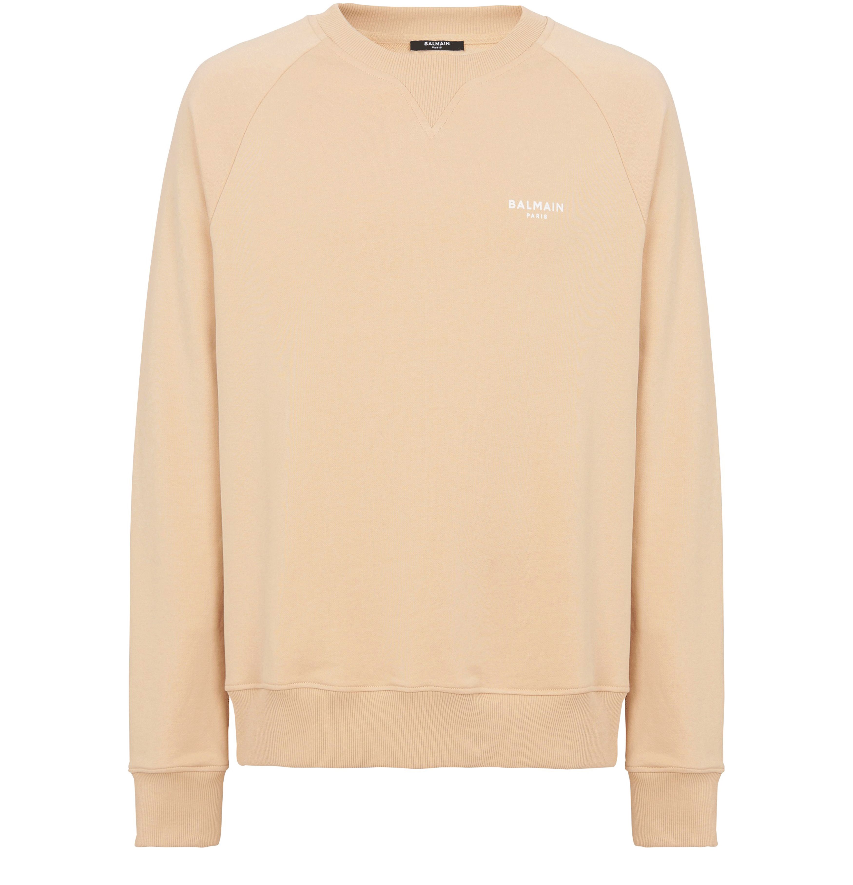 Balmain Eco-designed flocked cotton sweatshirt with small Balmain Paris logo