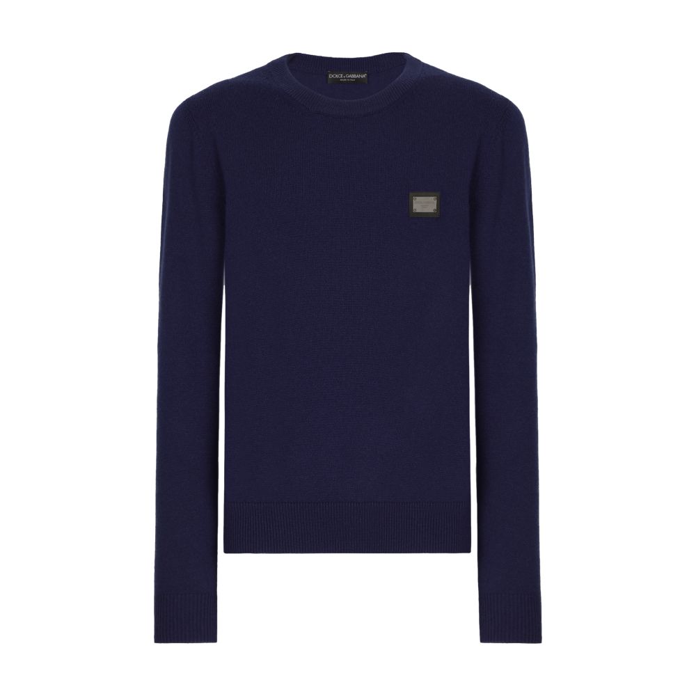 Dolce & Gabbana Wool round-neck sweater with branded tag