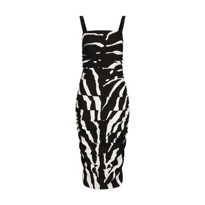 Dolce & Gabbana Zebra printed cady calf midi dress