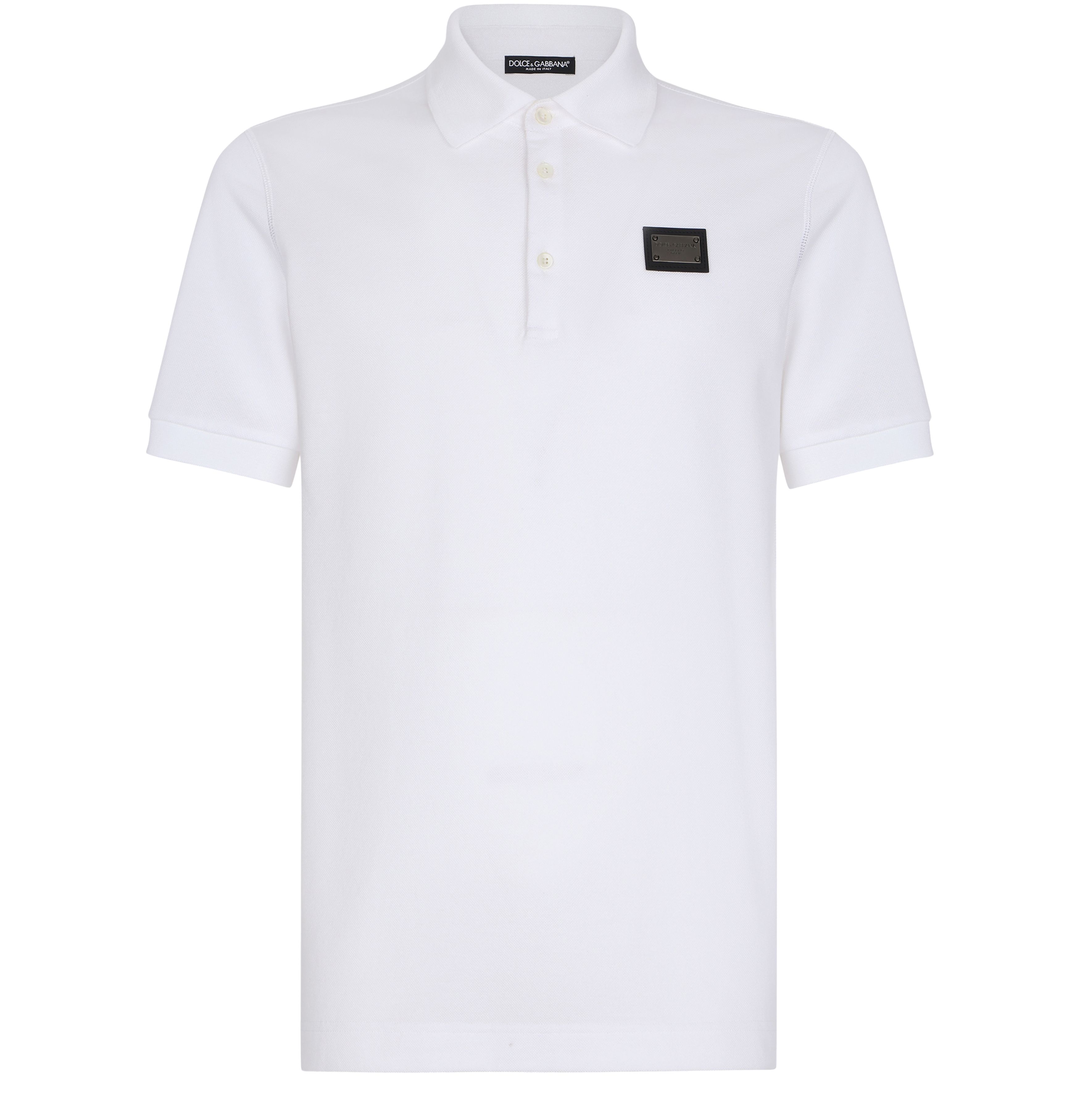 Dolce & Gabbana Cotton piqué polo-shirt with branded tag