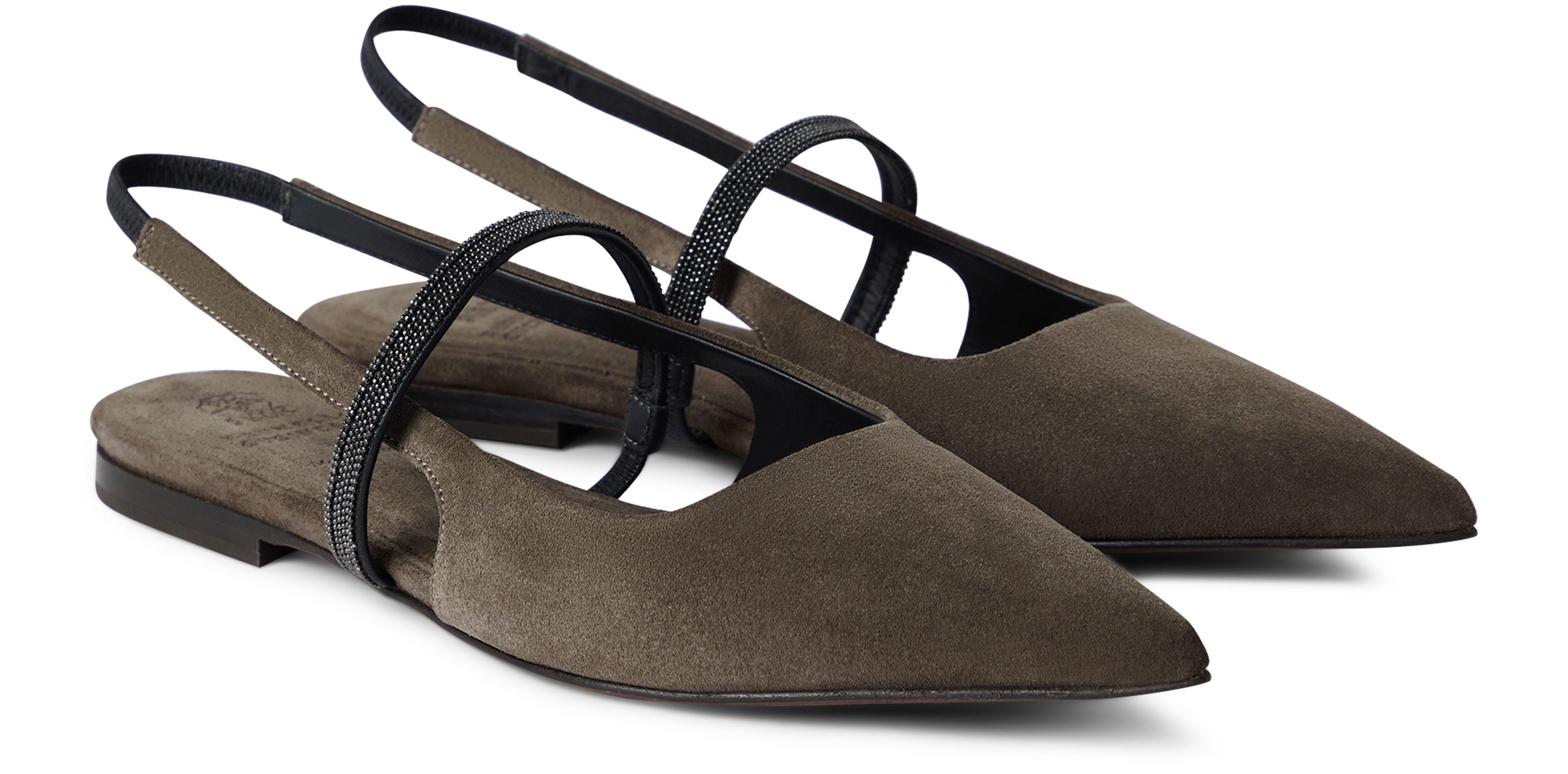 Brunello Cucinelli Open flat suede shoes