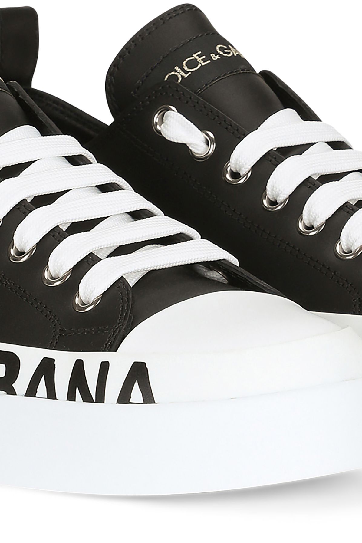 Dolce & Gabbana Calfskin Portofino light sneakers with logo-detailed plate and logo print