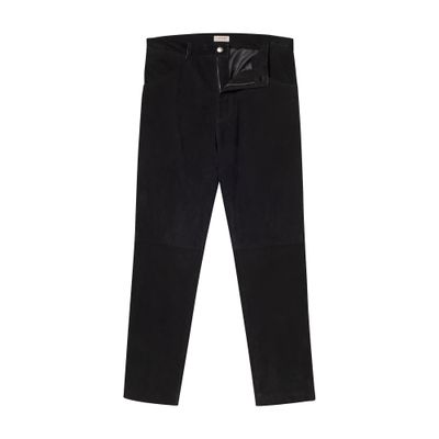  Suede leather straight trousers