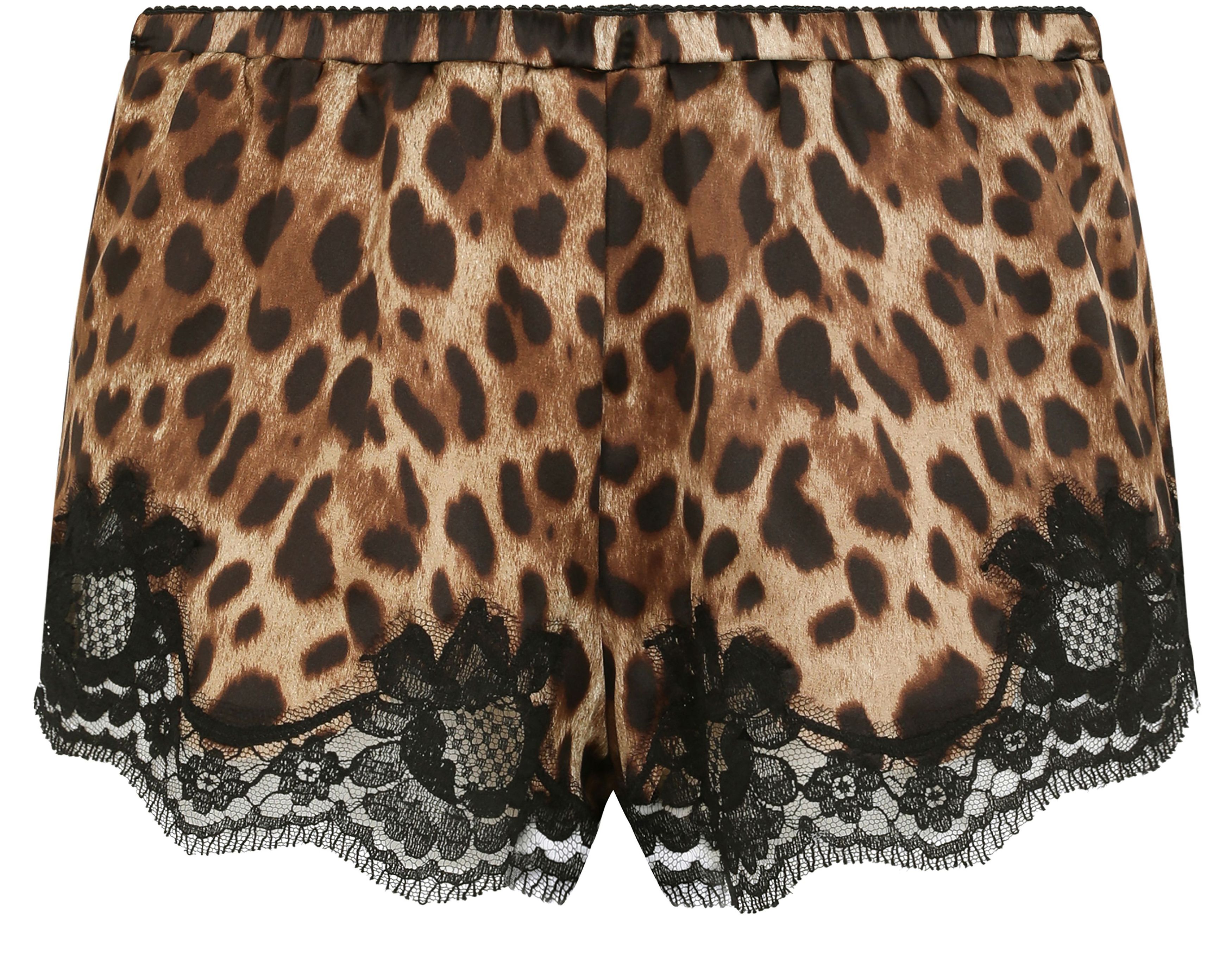 Dolce & Gabbana Leopard-print satin lingerie shorts with lace detailing