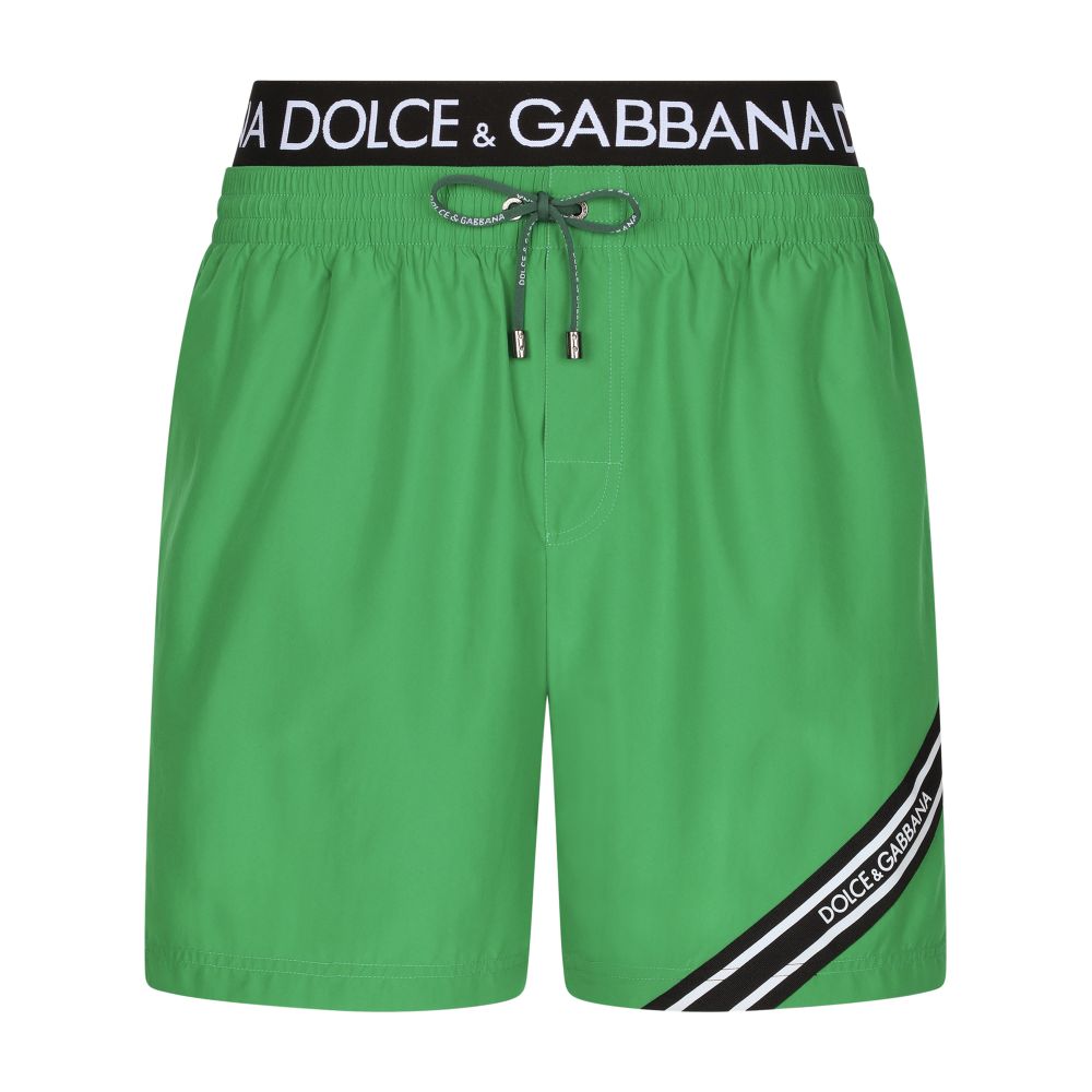 Dolce & Gabbana Mid-Length Swim Trunks with Logo Band