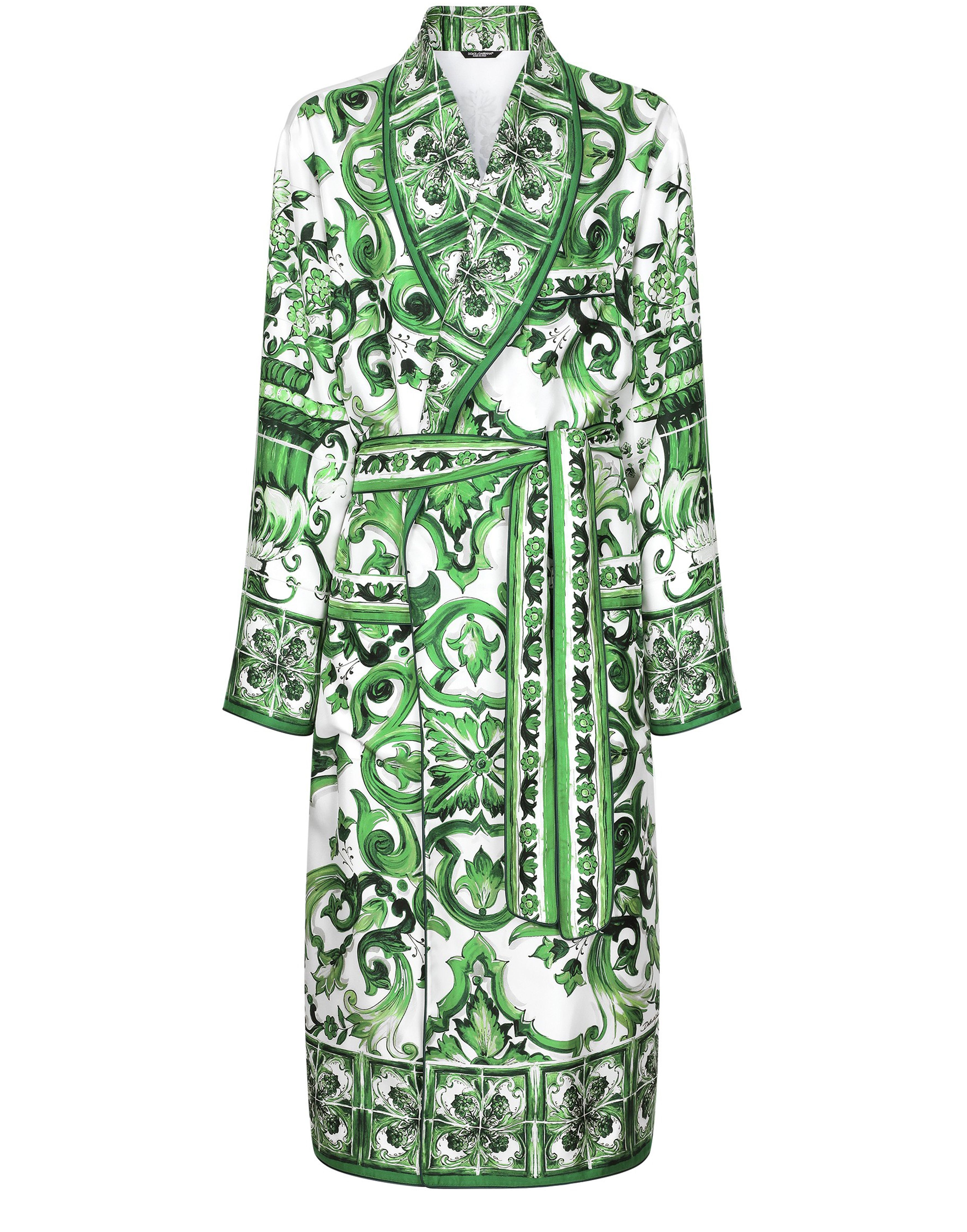 Dolce & Gabbana Silk twill robe with majolica print